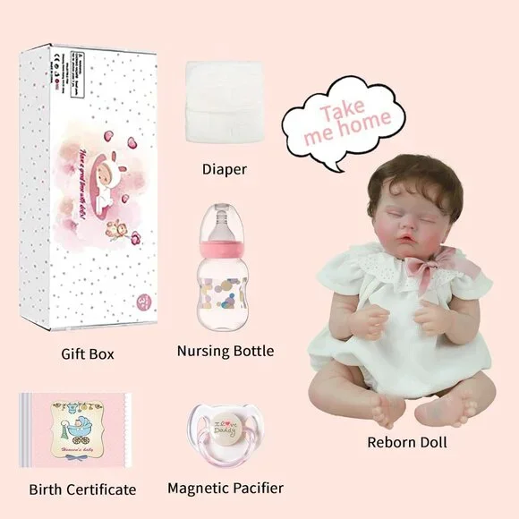 💫 Reborn Baby Girl Doll White Realistic Weighted Soft Cloth Body Sleeping Kids